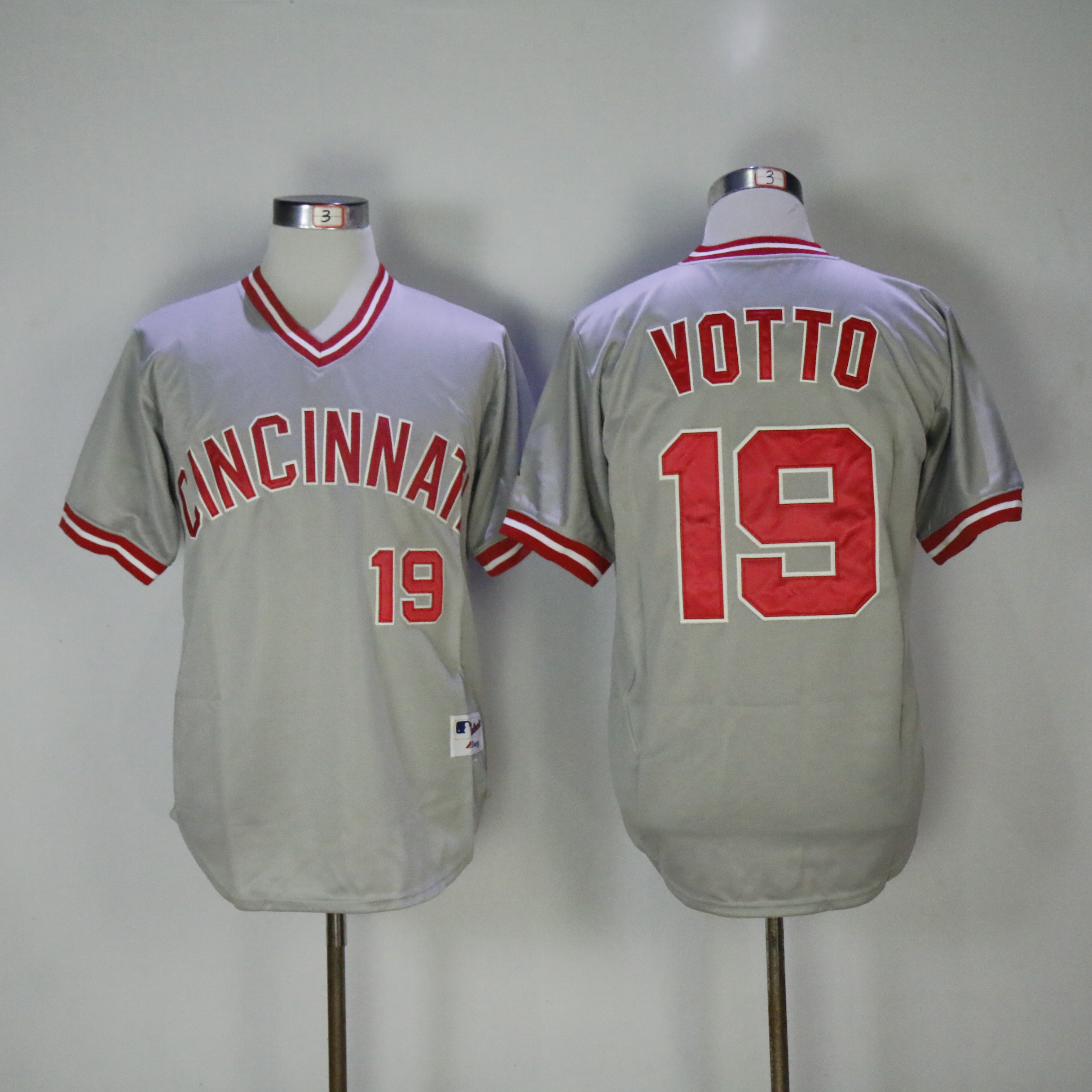 Men MLB Cincinnati Reds 19 Votto grey jerseys